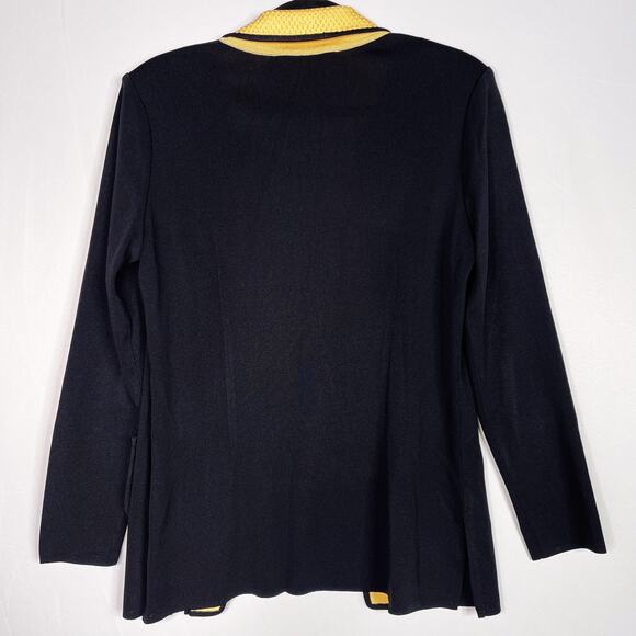 Exclusively Misook XSmall Petite Black Gold Knit Colorblock Cardigan Sweater - Picture 2 of 8
